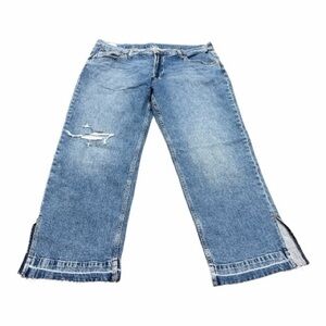 Gap Womens Jeans 90’s Loose Mid Rise Medium Wash Distressed Size 18 34R NEW